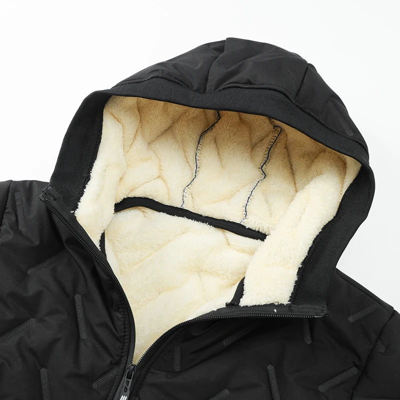 Men's hooded warm short jacket winter zipper pocket jacket outdoor sports and leisure work clothes windproof cotton jacket