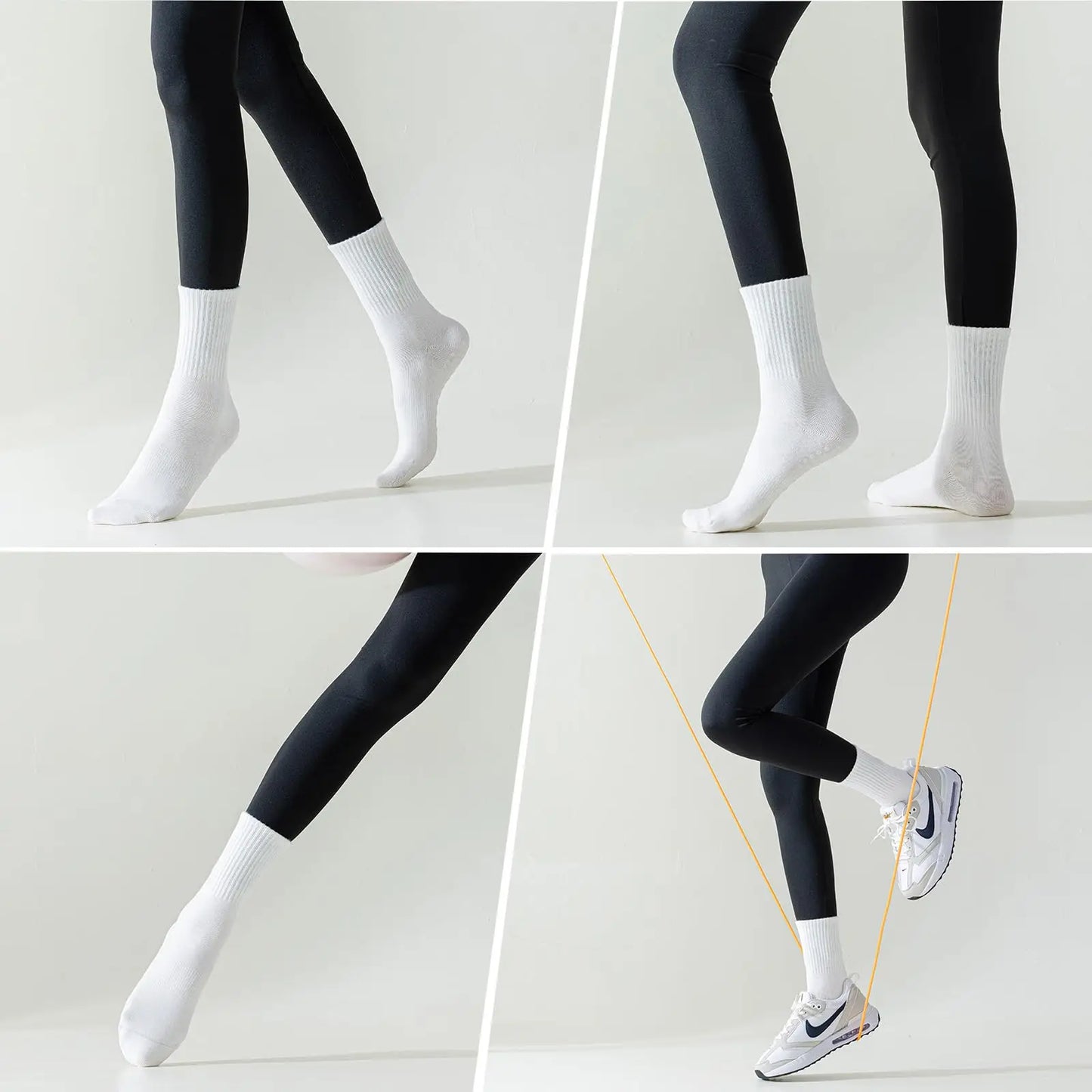 4-6 pairs of women's yoga socks, solid color midsole anti slip grip yoga Pilates ballet socks