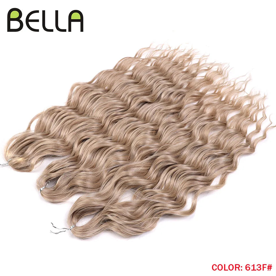 FASHION IDOL 24" 3pcs Deep Wave Curl Hair Synthetic Water Wave Braiding Hair Extensions Ombre Rainbow color Twist Crochet Hair