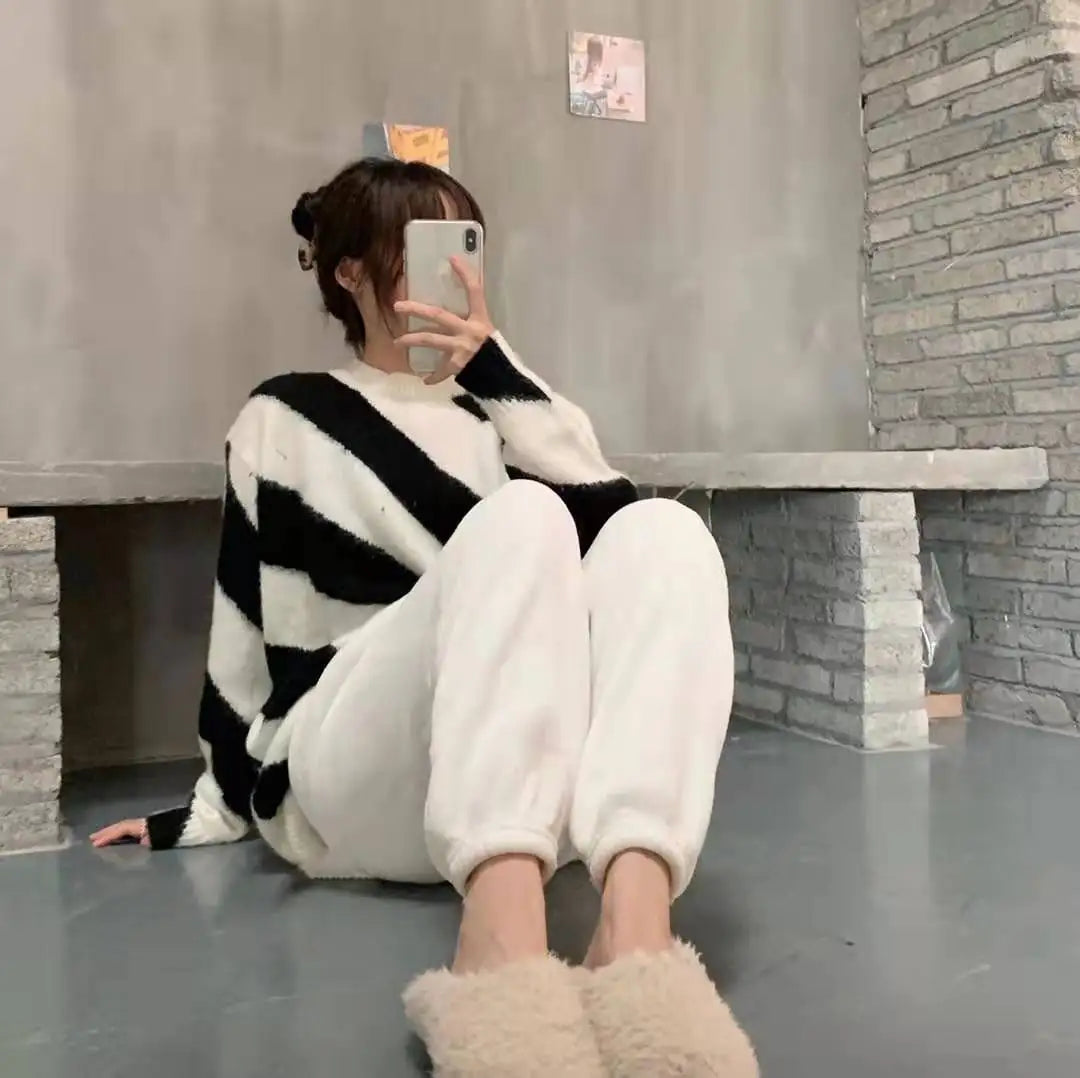 Winter Women Underwear Thermal Warm Trousers Velvet Pajama Pants Waist Home Women Casual Cashmere Trousers Autumn