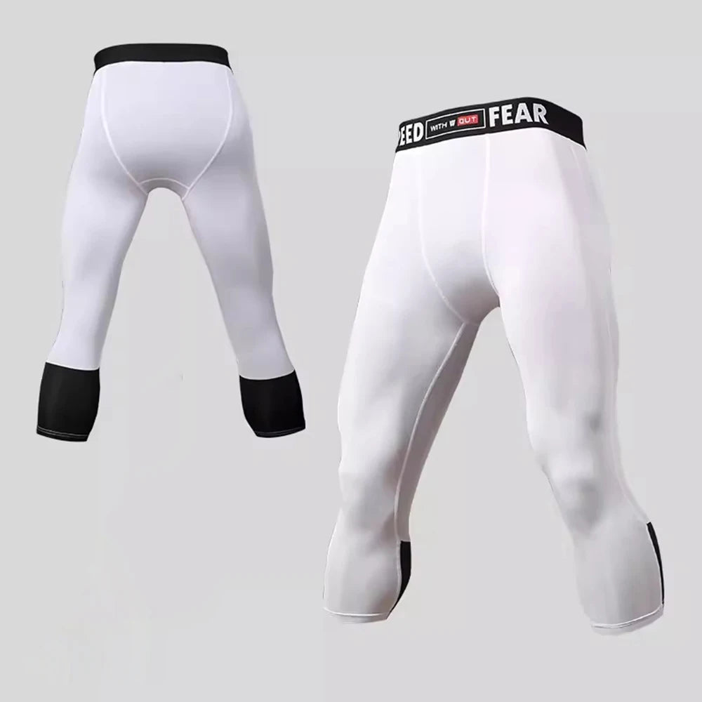 Men Kid Boy Girl GYM Capri Running Tight Pants Basketball Football Soccer Exercise Sport 3/4 Cropped Kneelet Leggings Shorts 714