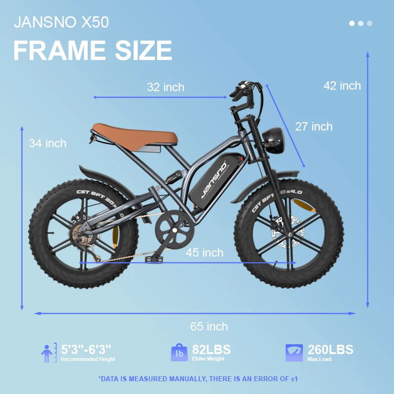 750W brushless DC adult electric bicycle, 48V 14Ah detachable battery 5-speed 20 "x 4.0mm thick tires suitable adult riding mult