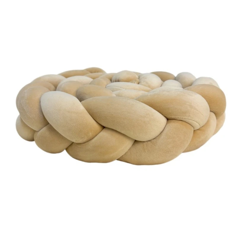 Handmade Knotted Floor Mat Woven Decorative Pillow Comfortable Soft Stitched Knitted Pillow for Living Room Bed Decorations