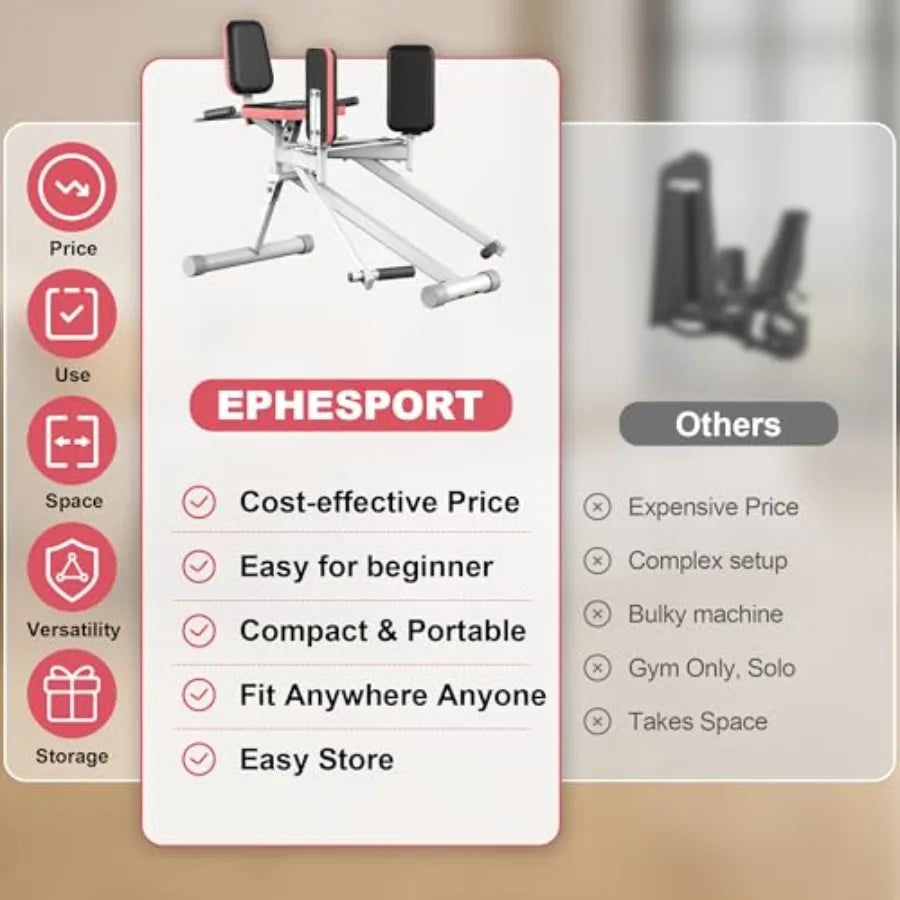 Hip Abductor Machine for Home Gym with Booty Resistance Band Compact Glute Machine and Leg Exercise Equipment with 2Level Adjus