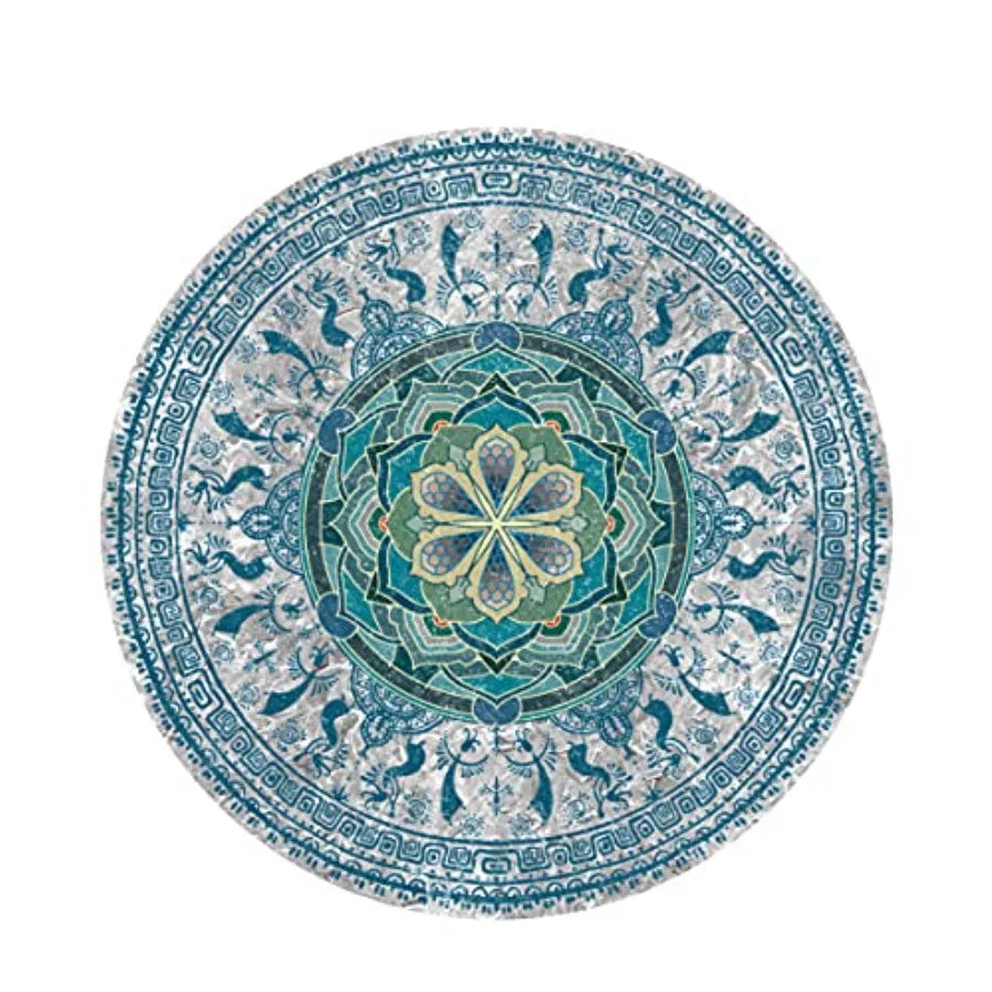 Large Round Yoga Mat 4.6'X3.5mm for Exercise Premium Extra Thick Ultra Comfortable Non Slip Meditation Mat