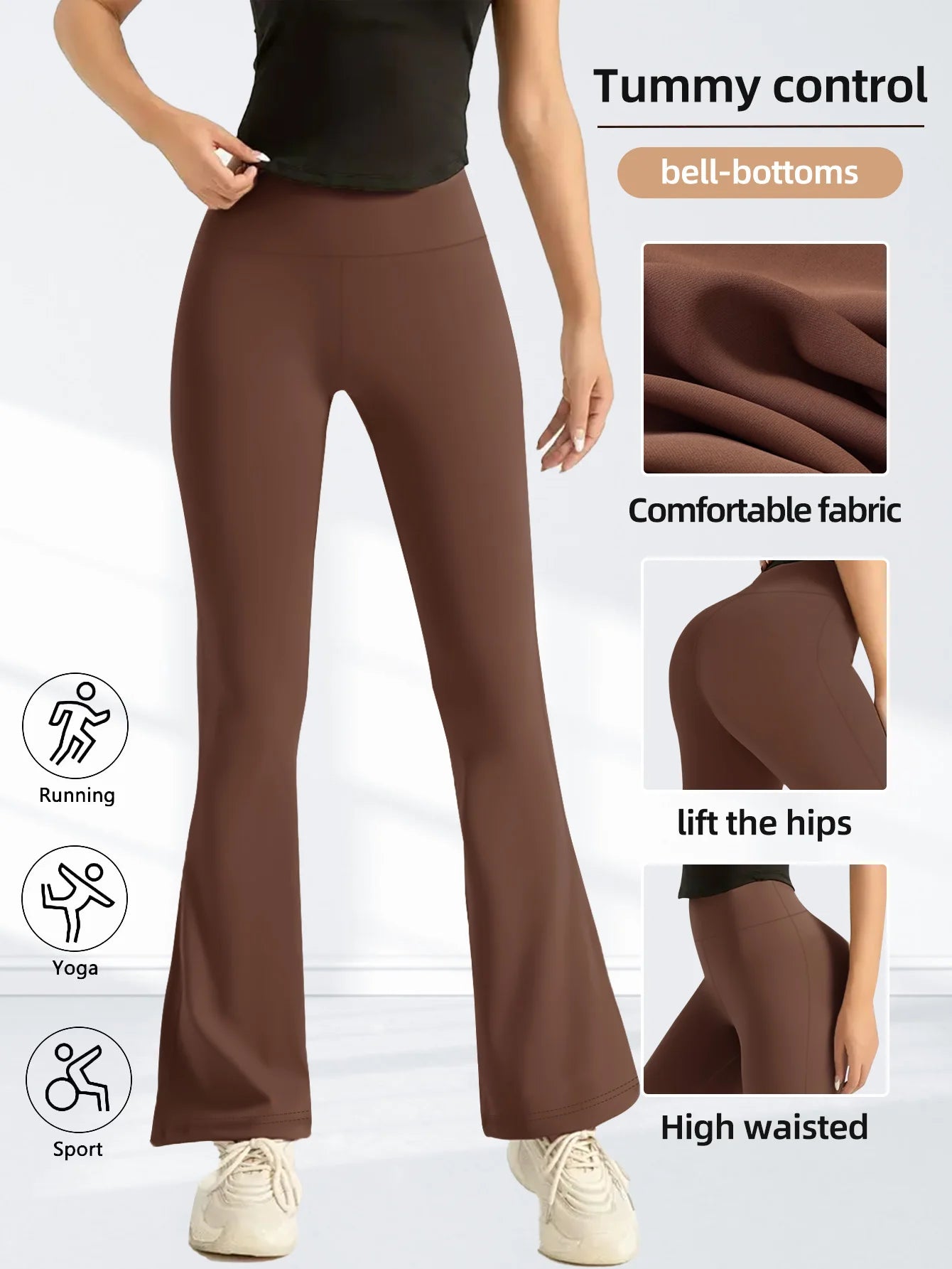 Fitfemme Women's Tummy Control Yoga Leggings - High Waist Mesh Panel Workout Pants  Gym Running