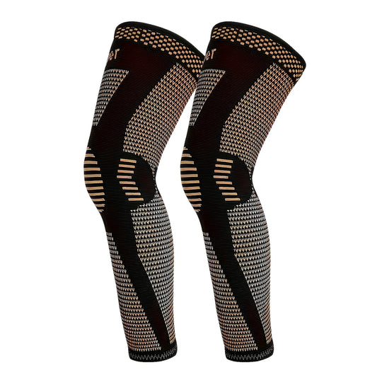 2 Pack Copper Ion Sports Knee Pads, Extended Leg Pads, Knee Protection, Calf Compression Basketball, Football and Tennis Sports Knee Pads and Leg Pads
