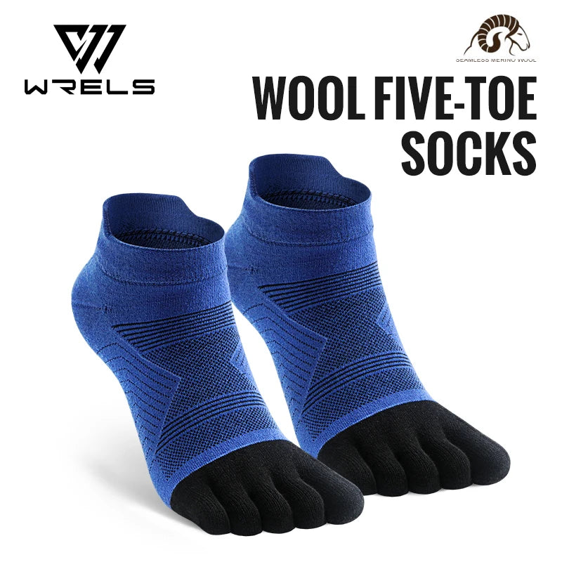 Merino Wool Hiking Socks Thermal Warm Moisture Absorption Toe Socks For Ski Climbing Running Breathable Thick Sport Toe Socks