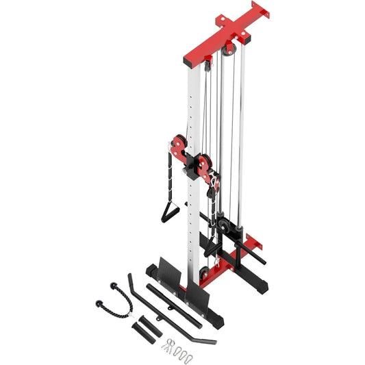 Upgraded version - Wall Mount Cable Station, 18 Positions Adjustable Dual Pulleys Wall Mounted Cable Machine with Removable