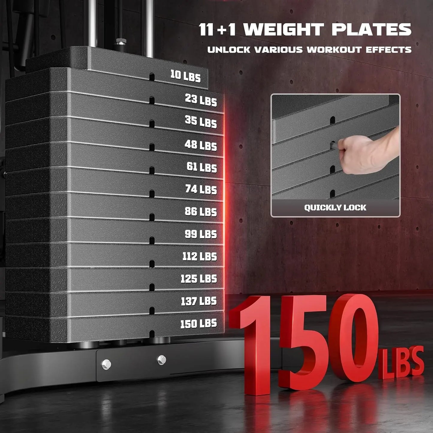Home Gym, Multifunctional H11 Home Gym Equipment, Workout Station with 150LBS Weight Stack, Exercise Equipment with, Customized