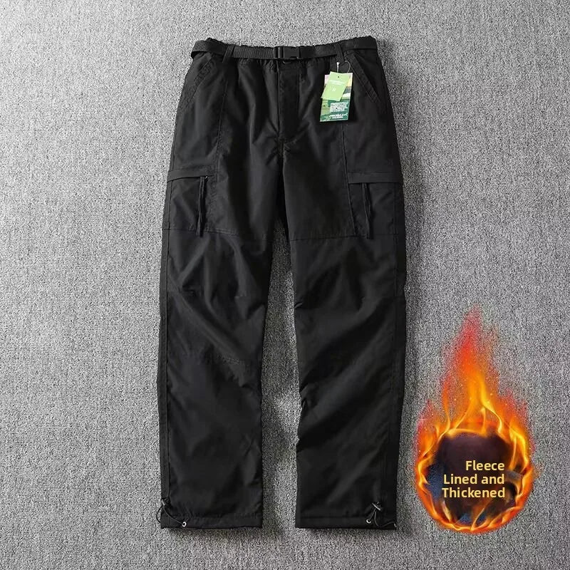 Outdoor Workwear Pants Men's Loose Fce Lined Thi Soft ell Hiking Pants Windproof Waterproof Climbing Trousers