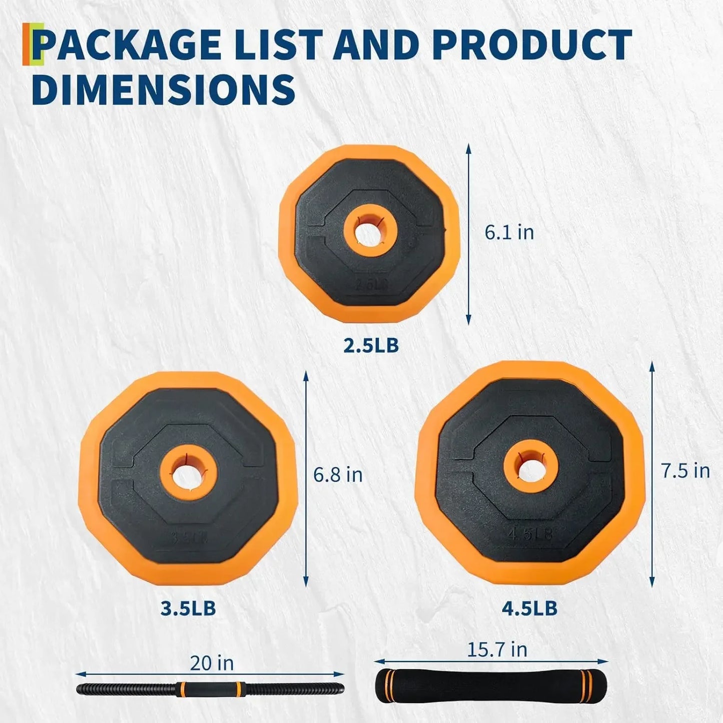 Garvee Combines Dumbbells Kettlebell Barbell Push-Up Stands, 4-in-1 Adjustable Dumbbell Set, 44 LBS Multifunctional Home Gym Weights Full Body Strength Training Equipment Orange