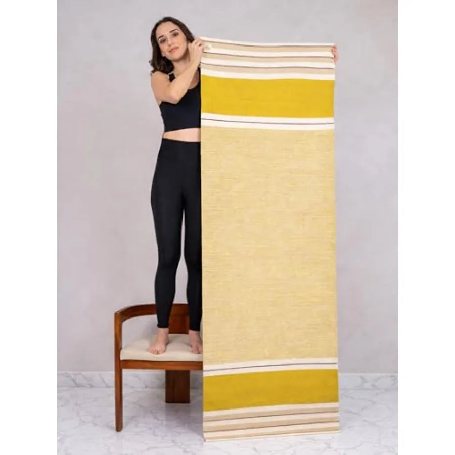MELLOWBUFF Hand-Woven Cotton Yoga Mat 100% Natural Cloth Yoga Rug for Hot Yoga Exercise Workout Fitness and Meditation Absorben