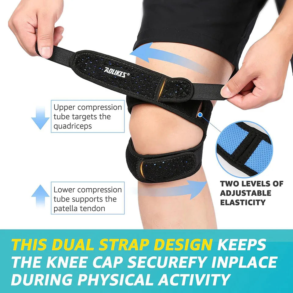 AOLIKES 1PCS Dual Patella Knee Straps,Knee Brace Patella Stabilizer for Knee Pain Relief Running Tennis Arthritis Tendonitis
