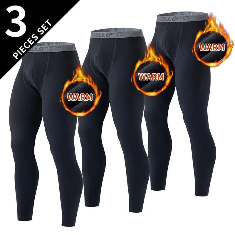 1/3/4 Pcs Men's Autumn And Winter Solid Color Warm Pants Slim Autumn Pants Comfortable Pants Men's Winter Plus Size 5XL Leggings