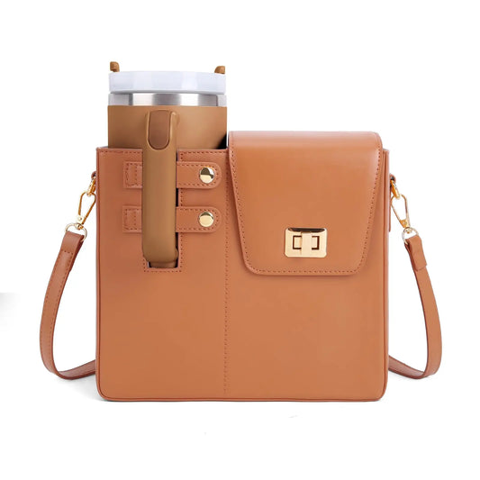 Purse Cup Holder Bag with Strap- Outdoor Portable Crossbody Water Bottle Storage Bag for Stanley Cup Tumbler 40 oz