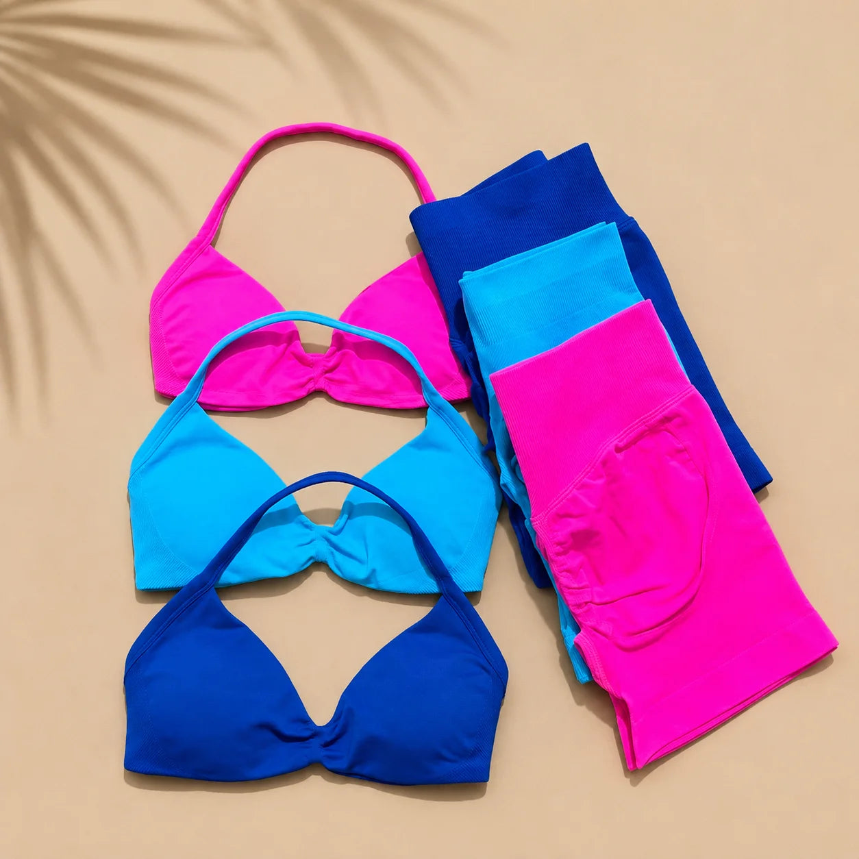NoLogo Women 2 Piece Yoga Outfit Seamless Strappy Bra High Waist Butt Lifting Scrunch Shorts Gym Activewear