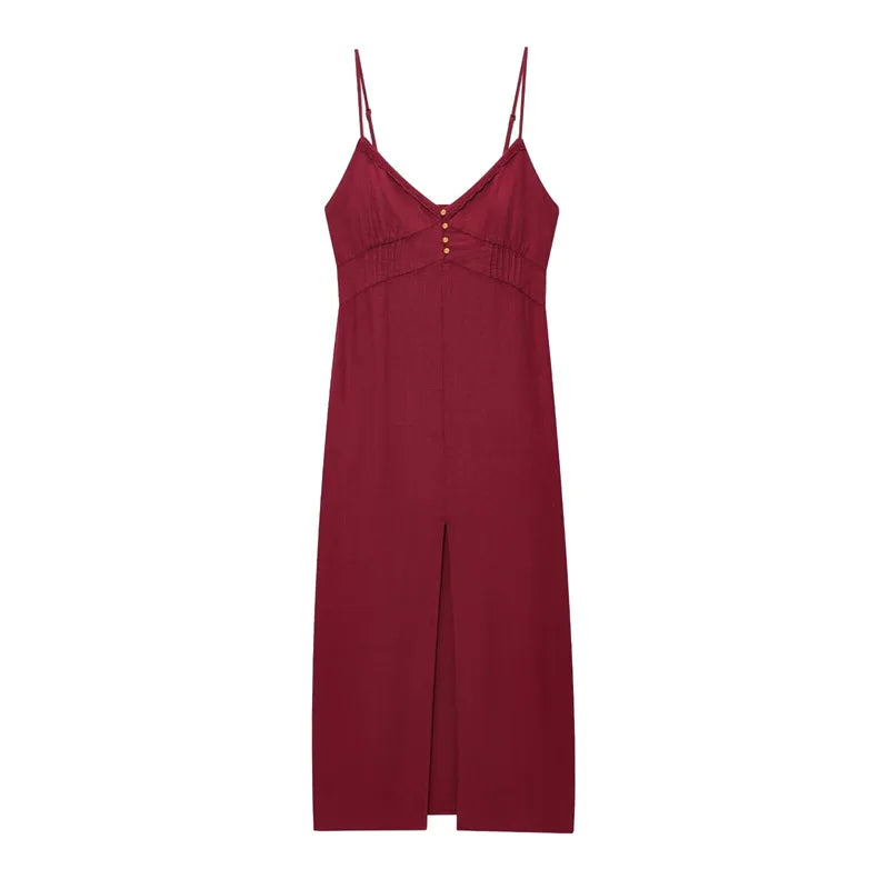 Women's Dresses 2025 New Linen Blend Suspenders Midi Skirt Women's Summer Long Dress