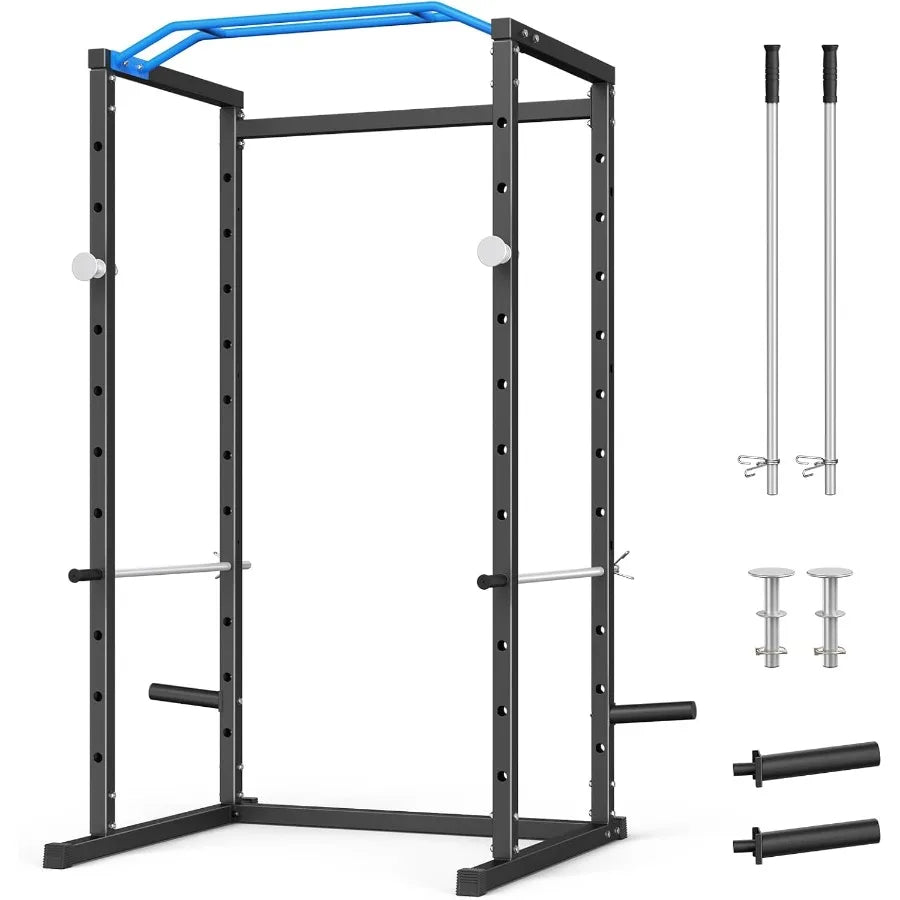 Power Cage MultiFunctional Squat Rack for Home Gym with Cable Crossover System 1600LBS Weight Capacity Strength Training Equipm