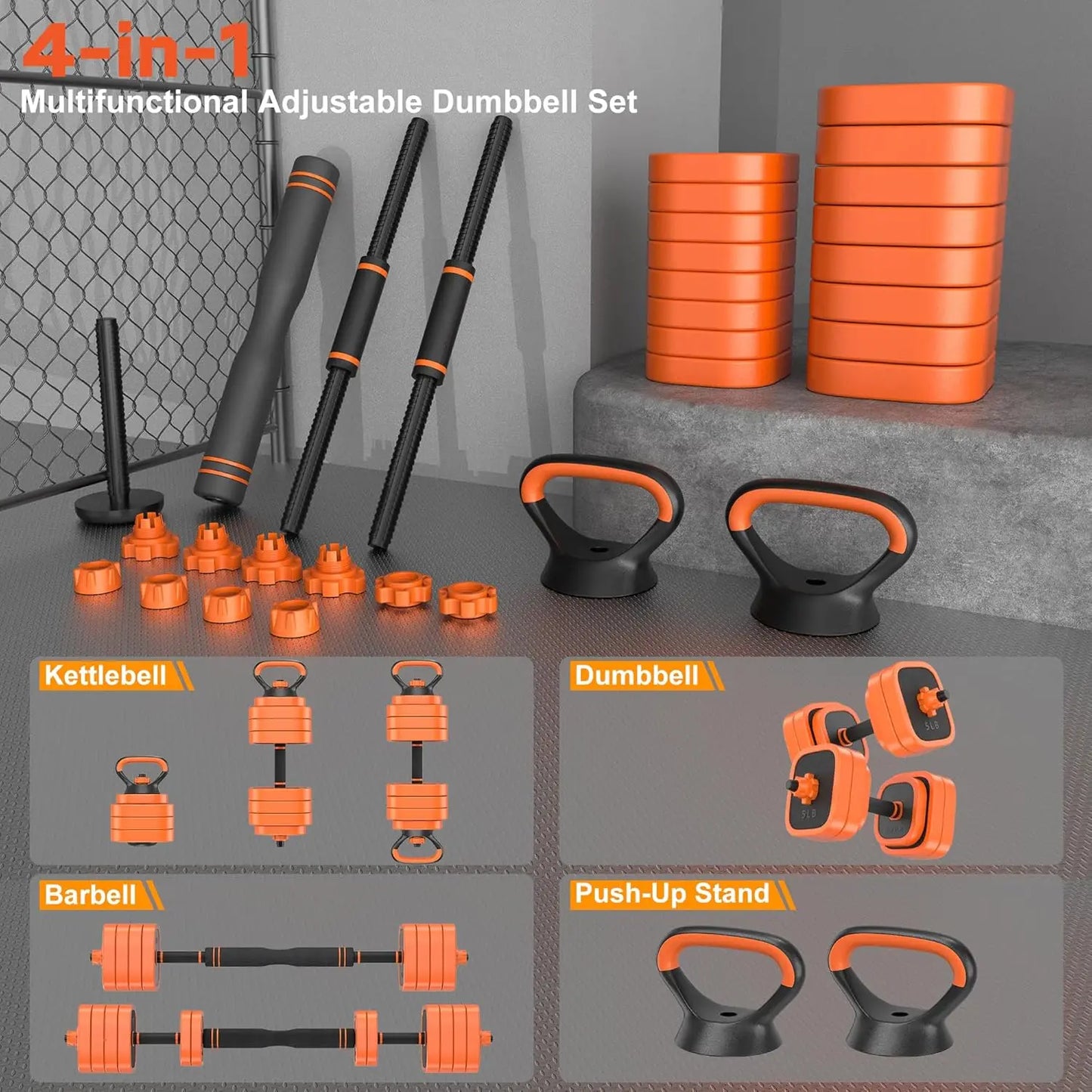 Adjustable Dumbbells Set, 45/65/85 lbs Free Weight Set with Connector, 4 in1 Dumbbells Set for Home Gym Workout