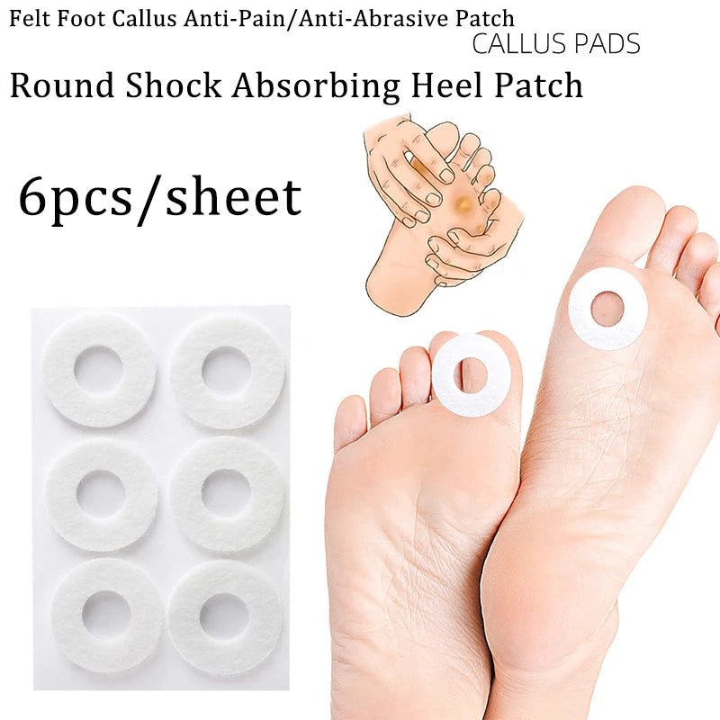 6pcs/sheet Foot Callus Pain Heel Stickers Felt Corns Self-adhesive Sticker Preventing Calluses Pain Abrasion Protective Patches