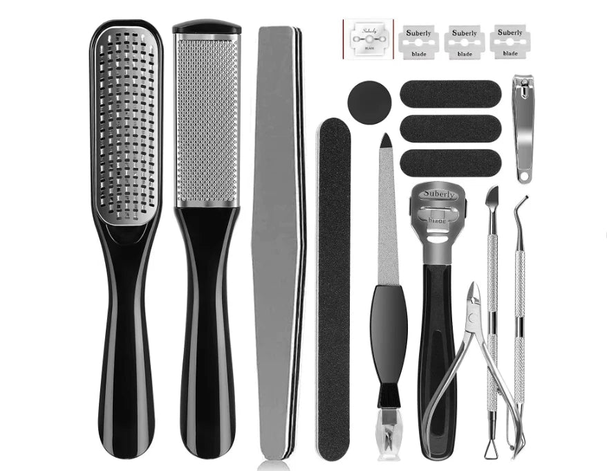 Pedicure Kit 8/10/23 in 1 Stainless Steel Professional Pedicure Tools Set Foot Rasp Peel Callus Dead Skin Remover