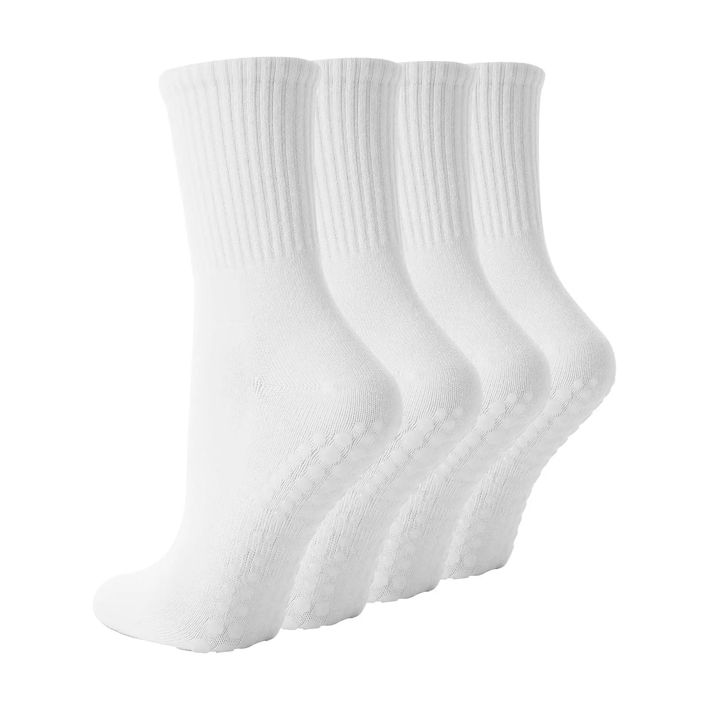 4-6 pairs of women's yoga socks, solid color midsole anti slip grip yoga Pilates ballet socks