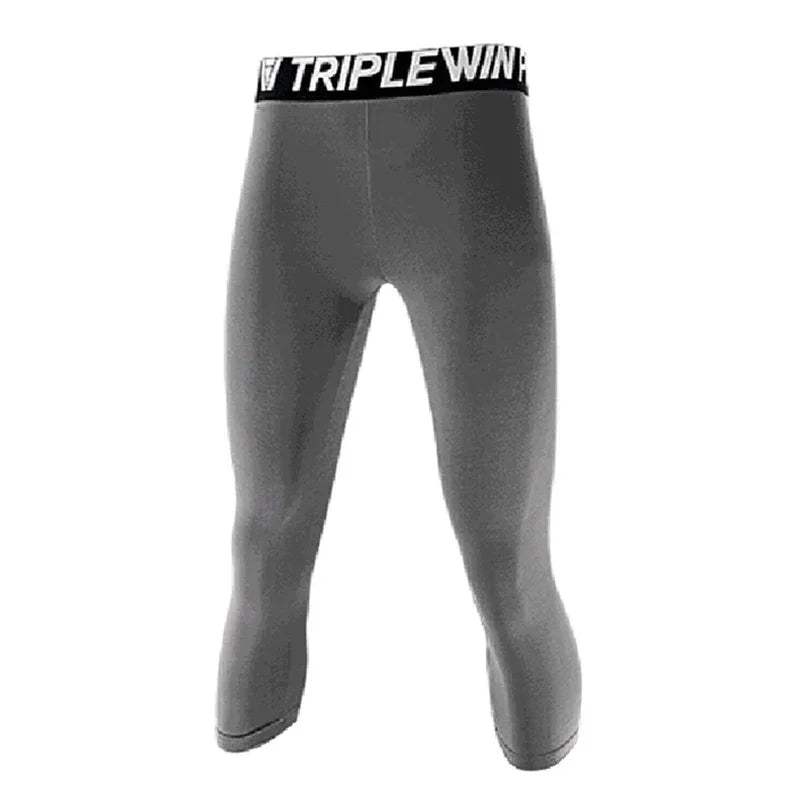 Men GYM Capri Running Tights Pants Kid Children Basketball Football Soccer Fitness Exercise Sport 3/4 Cropped Legging Shorts J12