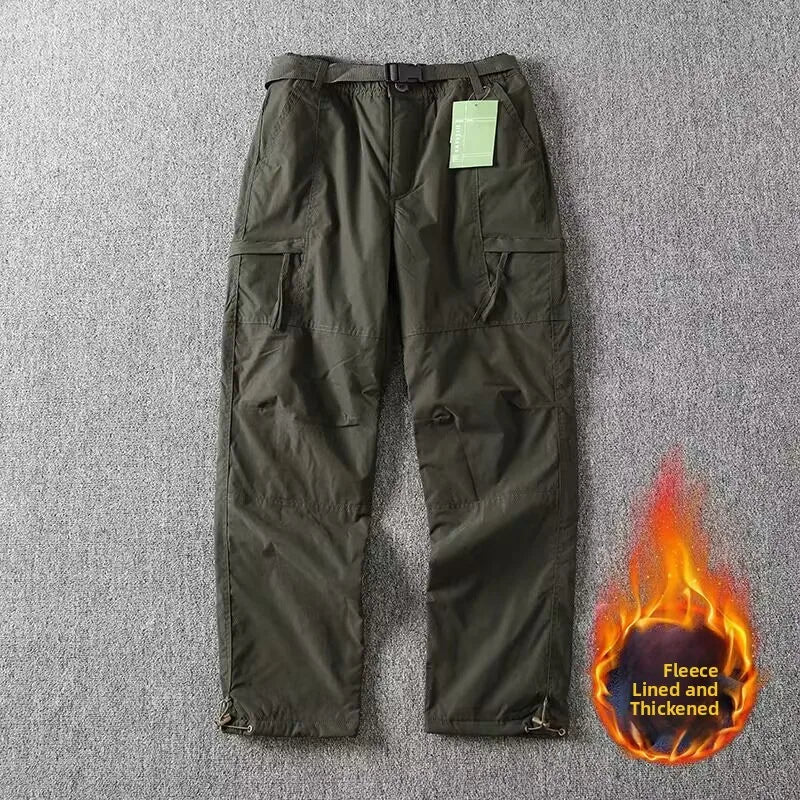 Outdoor Workwear Pants Men's Loose Fce Lined Thi Soft ell Hiking Pants Windproof Waterproof Climbing Trousers