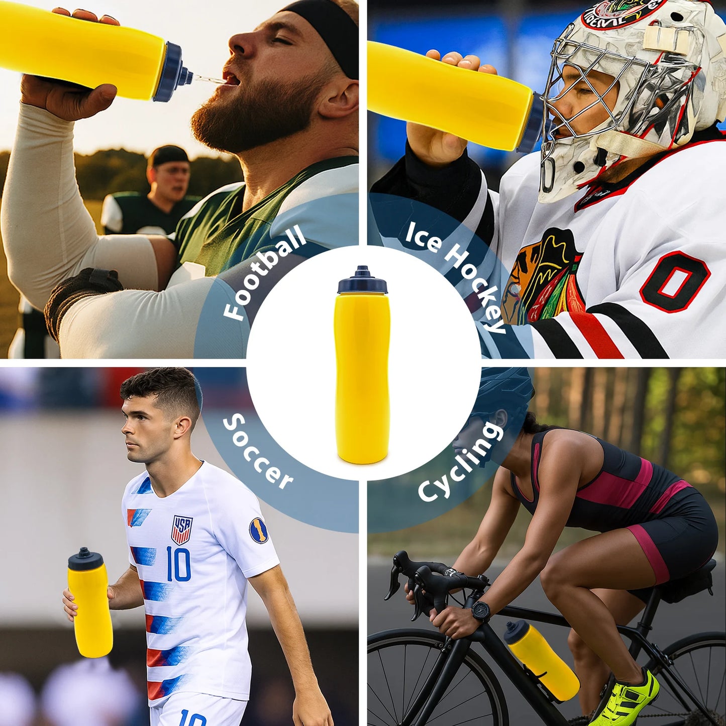 Ice Hockey Water Bottle 950ML Hockey Equipment Hockey Sports Bottle BPA Free Football Lacrosse Bottles Sports Gear