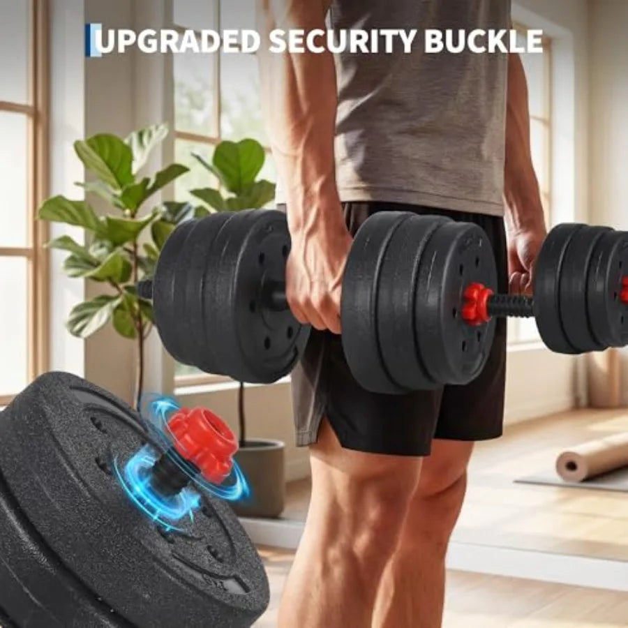 Adjustable Dumbbell Set 44/55/66lbs Free Weights Dumbbells Set 4 in 1 Dumbbells Set Used as Dumbbell Barbell Kettlebell Push-Up