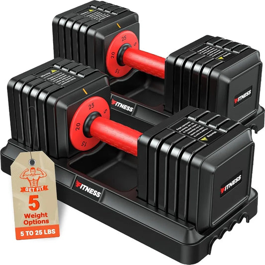 Adjustable Dumbbells 2 Pieces 1 Second Weight Dumbbells 5 in 1 Free Adjustable with Nonslip Textured Handle for Home Gym for Me