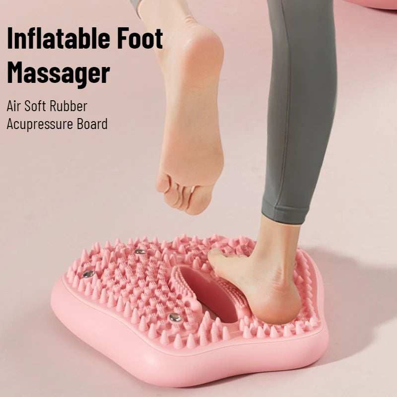 Anti-slip Acupressure Foot Massager Pad Inflatable Foot Massager Strong Suction Cups Foldable Portable Drainage Holes