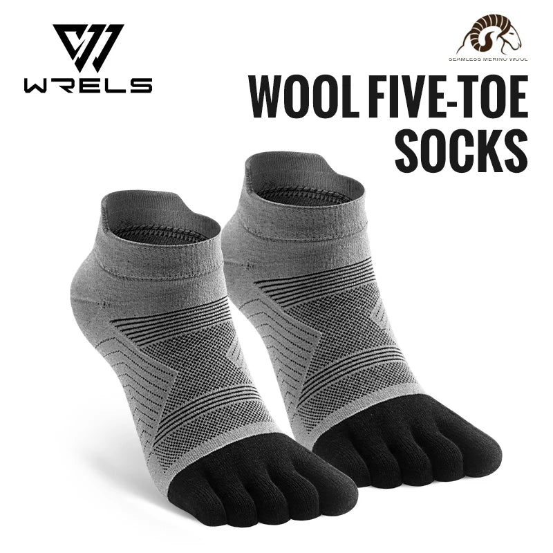 Merino Wool Hiking Socks Thermal Warm Moisture Absorption Toe Socks For Ski Climbing Running Breathable Thick Sport Toe Socks