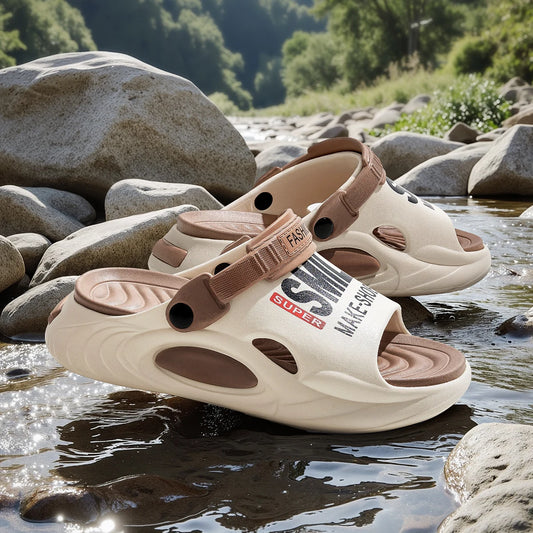 EVA Men Hole Shoes Thick Bottom Height Increase Outdoor Slippers Comfortable Breathable Sports Slippers