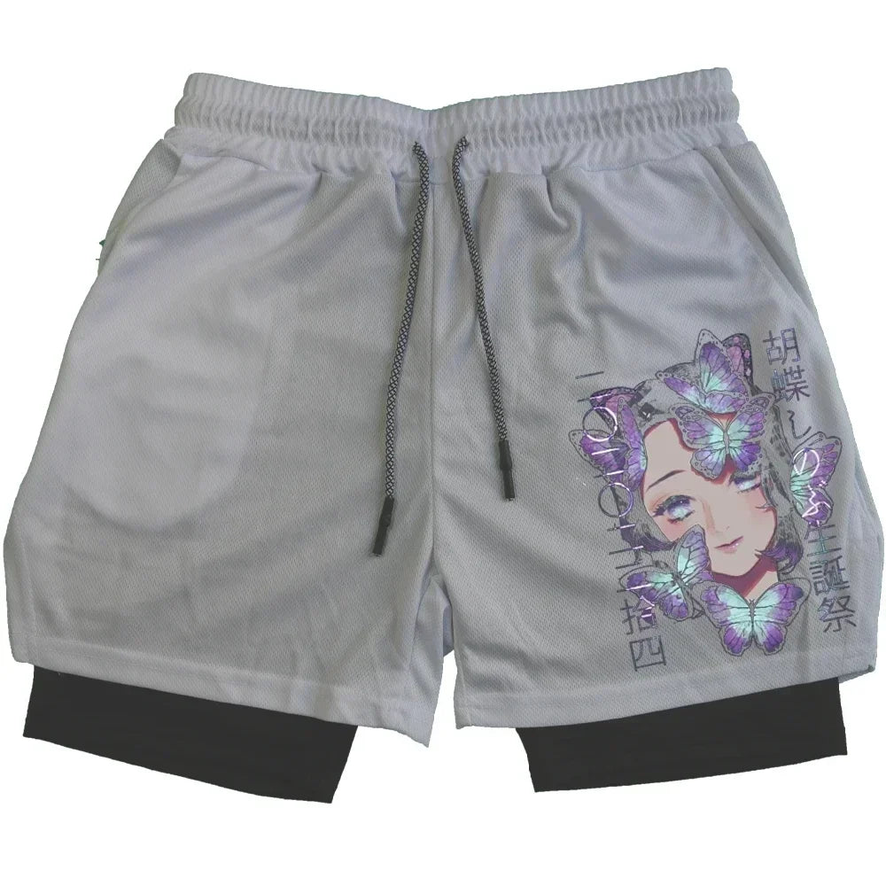 Outdoor Jogging Fitness Shorts Men's Printed Performance Double Layer Shorts Gym Workout Training Pants M-3xl