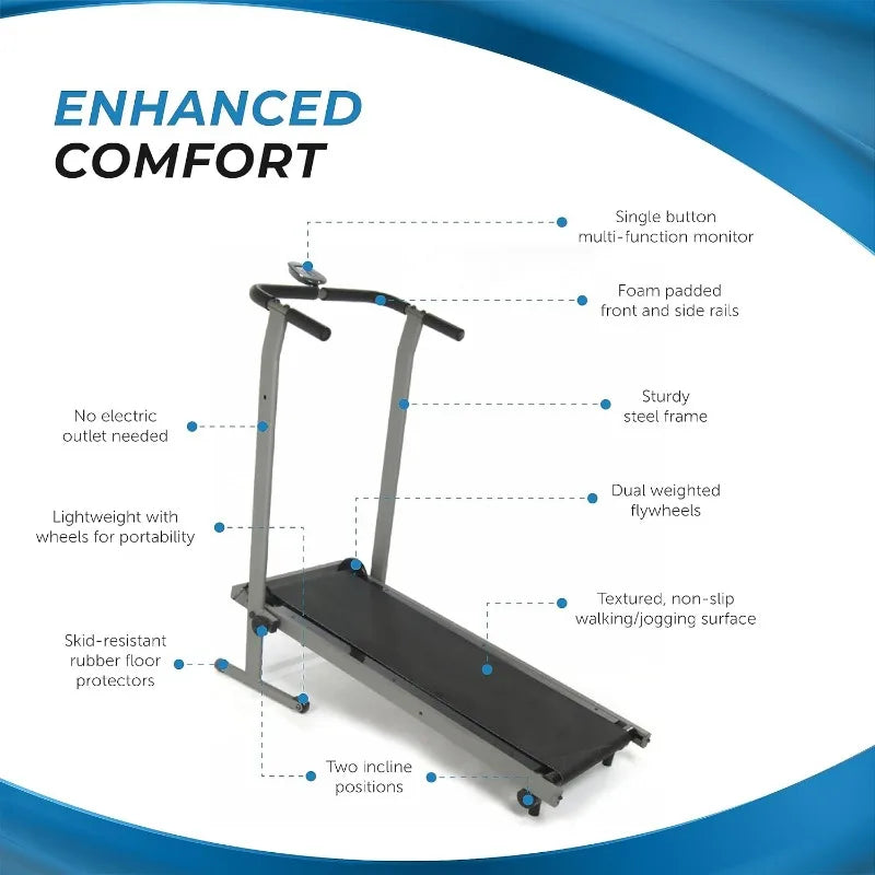 Stamina Inmotion T900 Manual Treadmill Foldable Fitness Treadmill with Smart Workout App Non-Motorized Treadmill