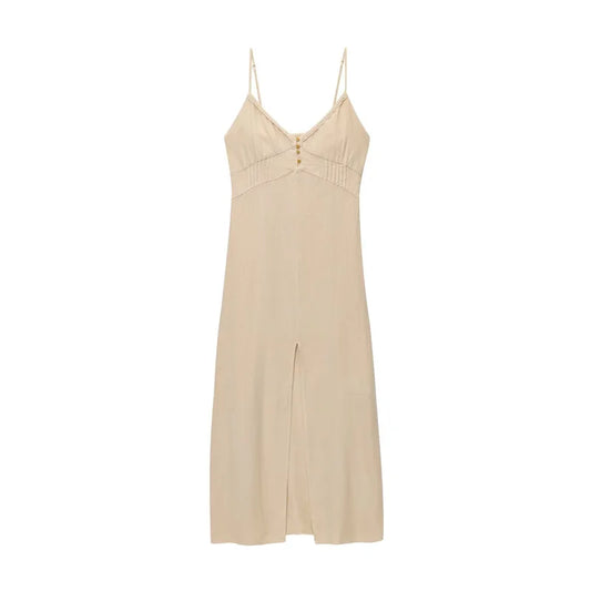 Women's Dresses 2025 New Linen Blend Suspenders Midi Skirt Women's Summer Long Dress