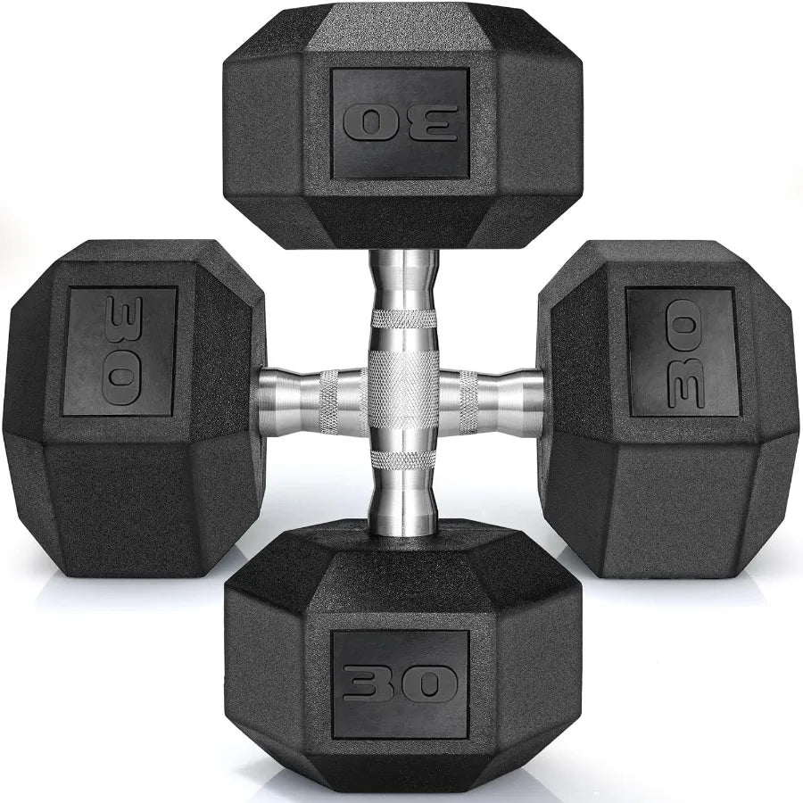 1 Pair 2Pcs 3085LB Rubber Coated Cast Iron Hex Dumbbells for Home Gym Workout Adjustable Weight Training Set with NonSlip Grip
