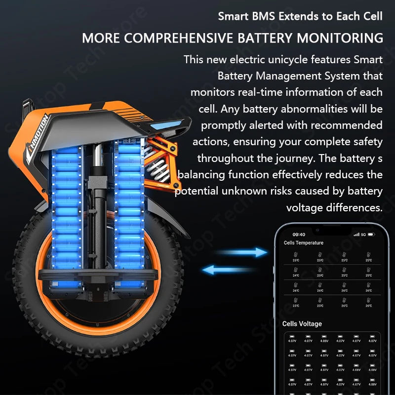 US Stock INMOTION Adventure V14 Electric Unicycle 70km/h Speed 134V 2400Wh 50S Motor C40 9000W High Torque EUC Unicycle Wheel