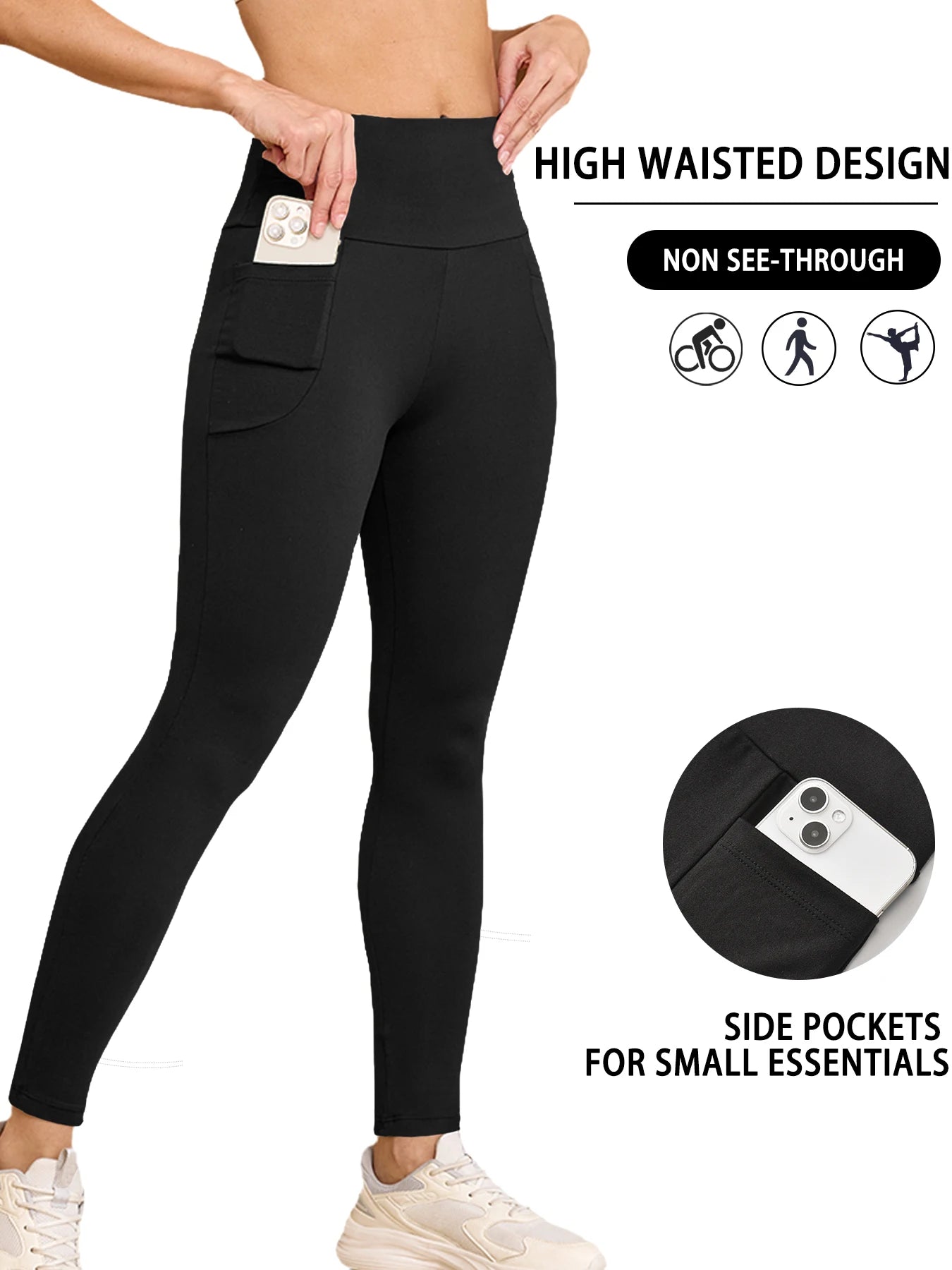 Super Soft Sports Leggings With Pockets For Women High Waisted Workout Yoga Running Push Up Gym Fitness Tight Pants Women's