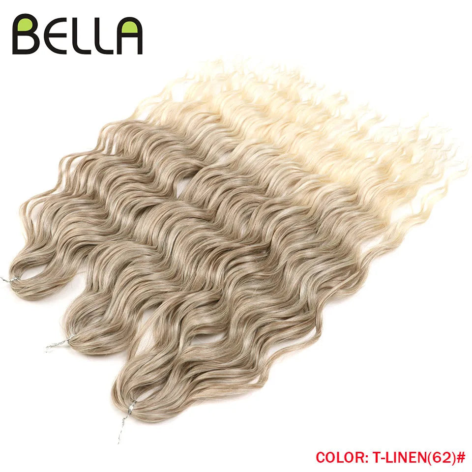 FASHION IDOL 24" 3pcs Deep Wave Curl Hair Synthetic Water Wave Braiding Hair Extensions Ombre Rainbow color Twist Crochet Hair