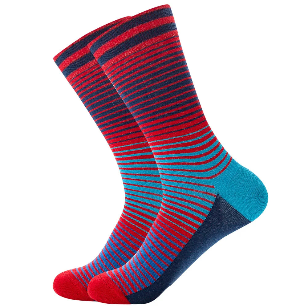 Men's Happy socks Colorful striped women's socks High quality checkered diamond geometry Harajuku combed cotton socks gift socks