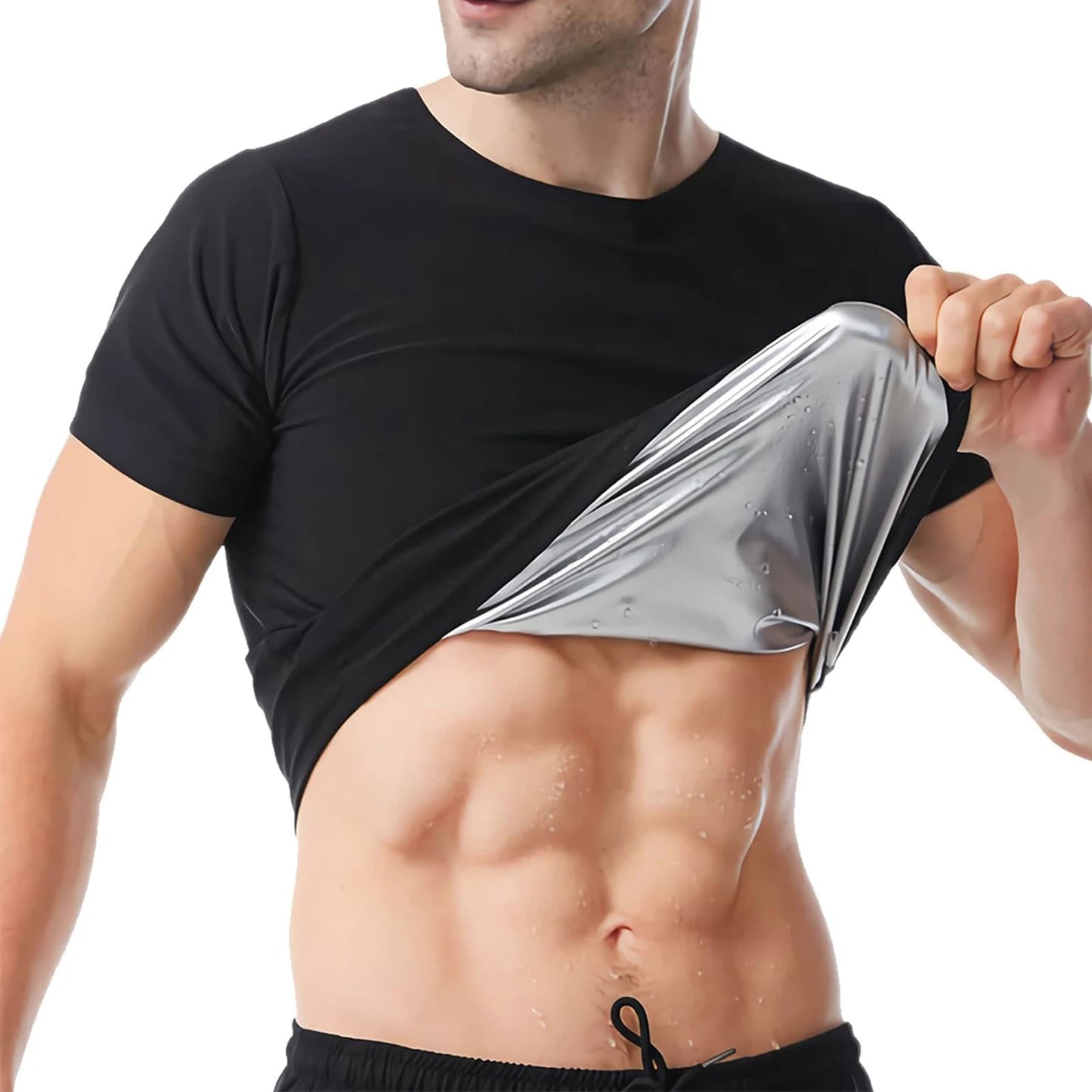 1pcs Sauna Sweat Suit Shapewear Top Short Sleeves Men  Performance T-Shirt Comfortable Workout Tee Men's Body