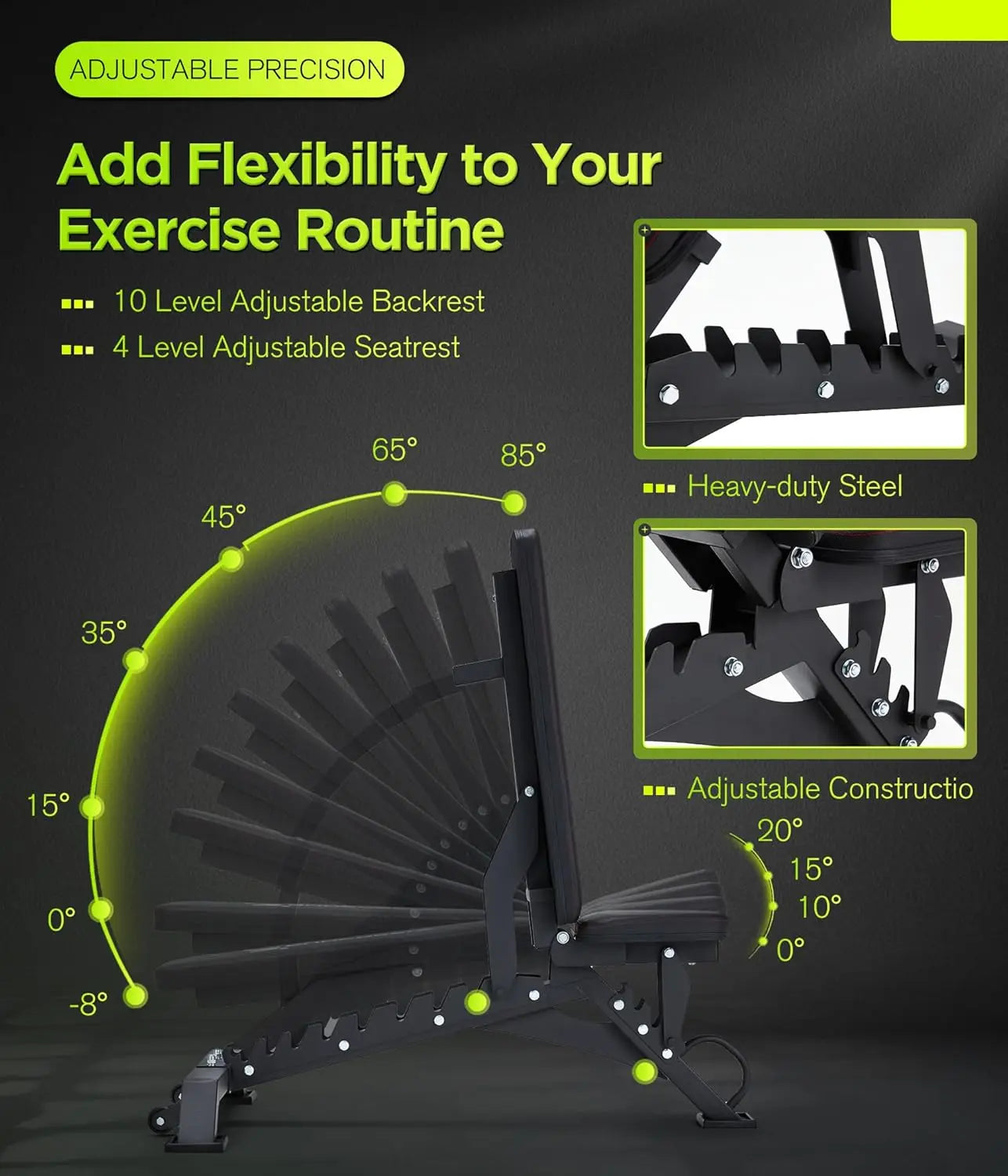 Heavy Duty Weight Bench 1000LB Capacity Adjustable FID Workout Bench Weight Lifting Bench Press for Gym and Home Gym