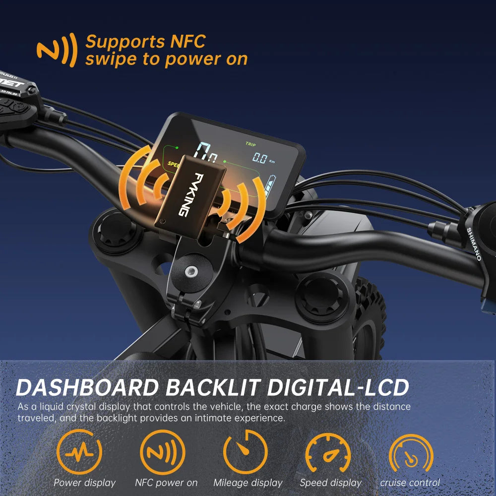 FVKINGE6 off-road electric bicycle 25 inch tires 52V40AH electric motorcycle peak 2900W motor 60KM/H