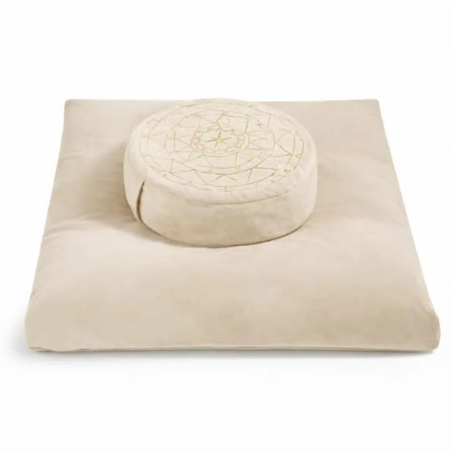 Zafu and Zabuton Meditation Cushion Set - Buckwheat Hull and Memory Foam Pillows Ergonomic Support for Yoga Mindfulness - Organ