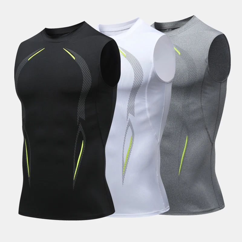 Compression Tank Top Men Running Gym Shirt Sleeveless Quick Dry Sportswear Male Fitness Bodybuilding Vest Workout Muscle Top