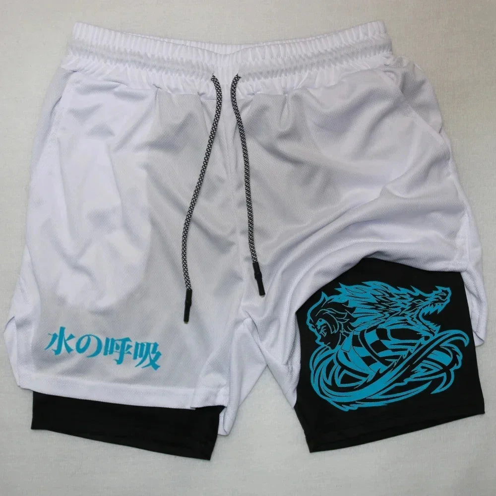 Outdoor Jogging Fitness Shorts Men's Printed Performance Double Layer Shorts Gym Workout Training Pants M-3xl