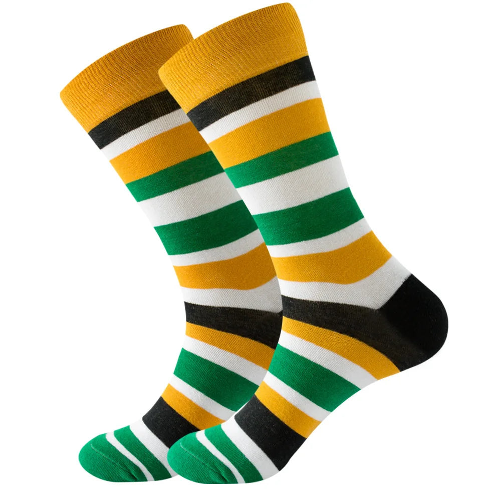 Men's Happy socks Colorful striped women's socks High quality checkered diamond geometry Harajuku combed cotton socks gift socks